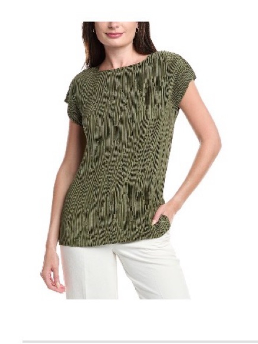 Lafayette 148 New York Tarragon/Olive Green Dolman Pleated Blouse- NWOT never wo